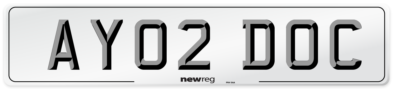 AY02 DOC Number Plate from New Reg